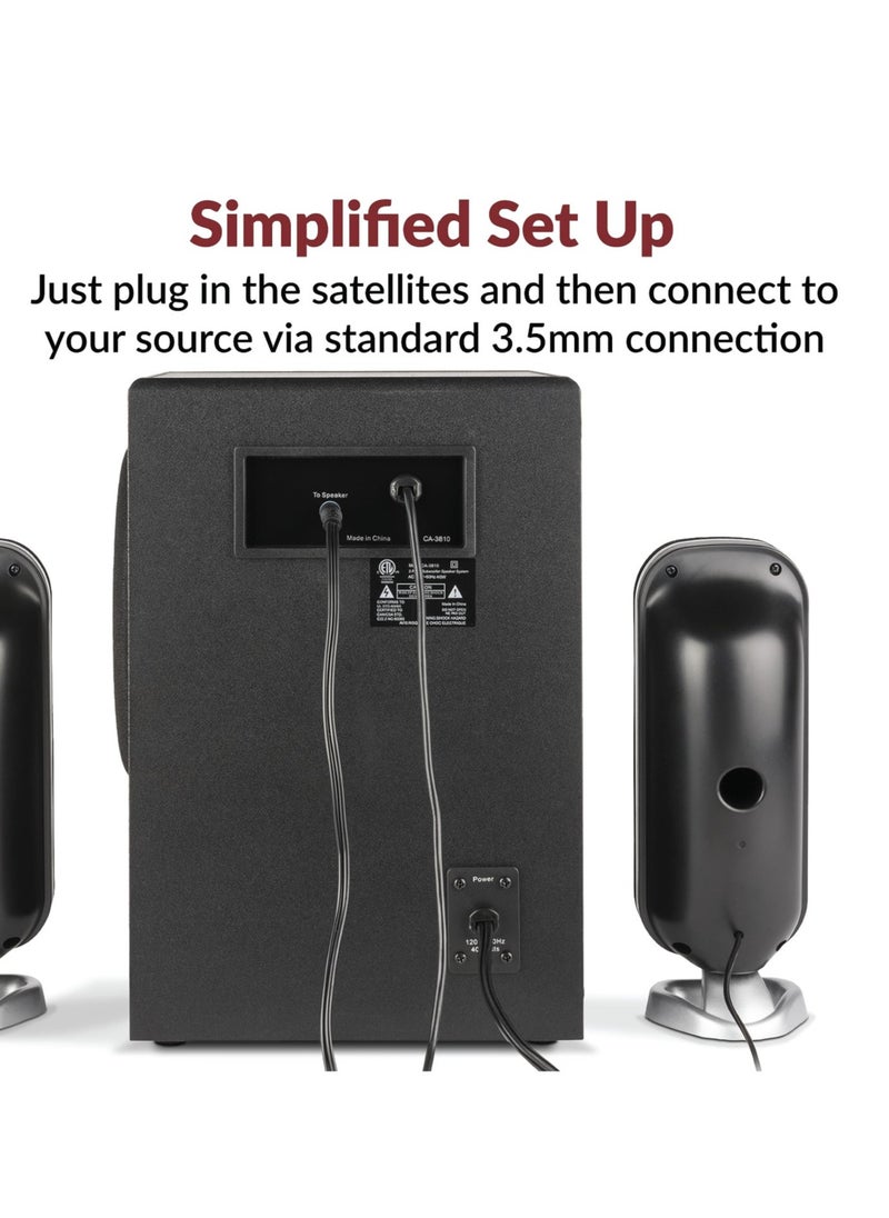 Cyber Acoustics Cyber Acoustics CA-3810 2.1 Multimedia Speaker System with Subwoofer, 80 Watts Peak Power, Strong Bass, Perfect for Music, Movies, and Games  - Image 4