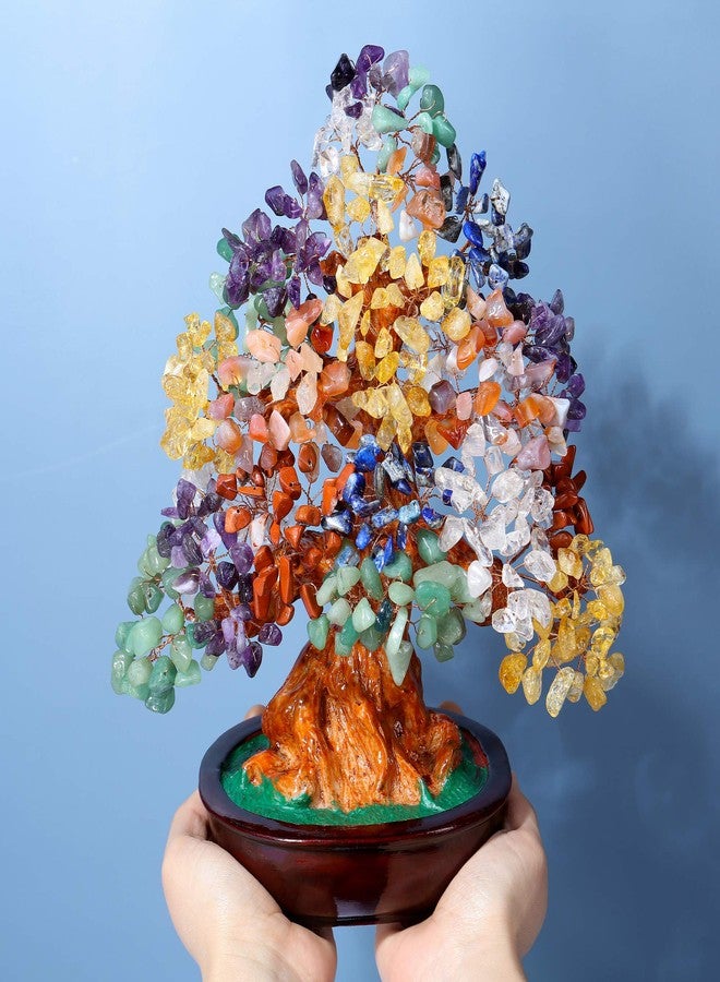 Top Plaza 7 Chakra Healing Crystal Tree 10 Inch Stone Bonsai Tree Feng Shui Good Luck Wealth Money Trees Decor Business Gift for Office Home Living Room - Image 3