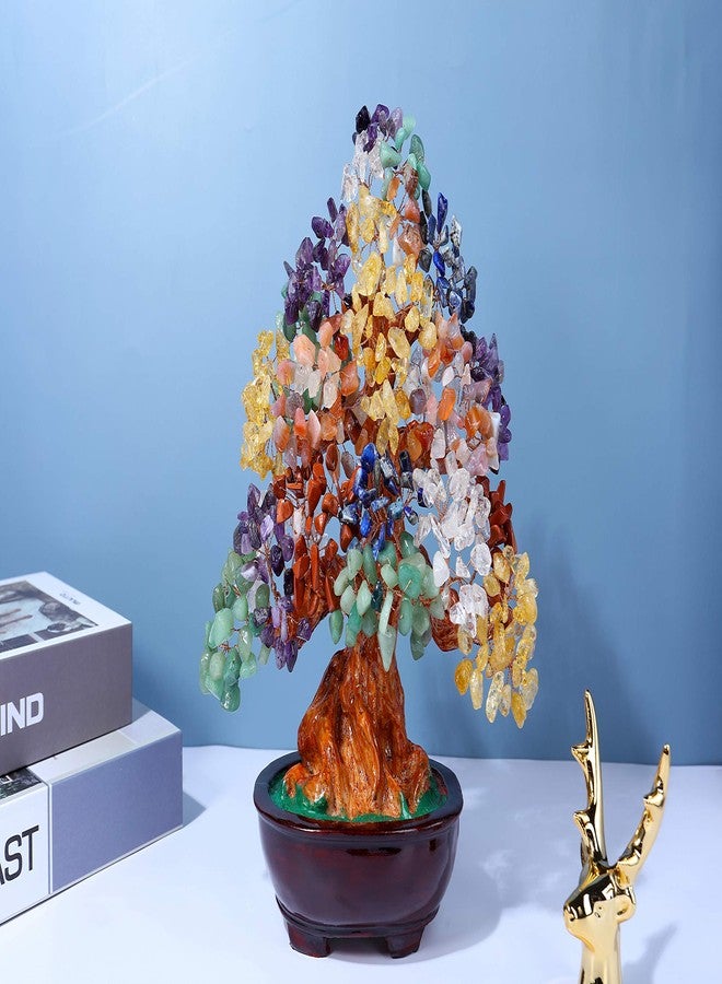 Top Plaza 7 Chakra Healing Crystal Tree 10 Inch Stone Bonsai Tree Feng Shui Good Luck Wealth Money Trees Decor Business Gift for Office Home Living Room - Image 2