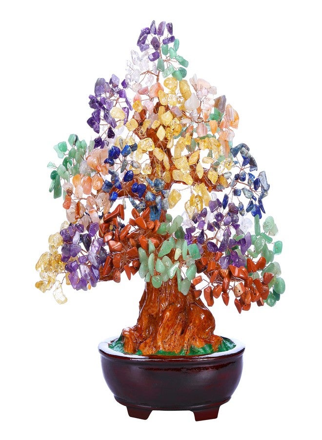 Top Plaza 7 Chakra Healing Crystal Tree 10 Inch Stone Bonsai Tree Feng Shui Good Luck Wealth Money Trees Decor Business Gift for Office Home Living Room - Image 1