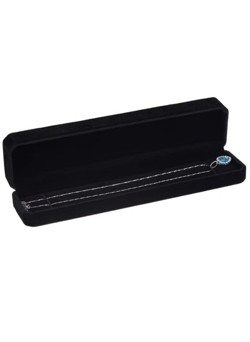 Ailily Rectangular Velvet Necklace Bracelet Jewelry Gift Box Display Box Black (Box Only) - Image 1