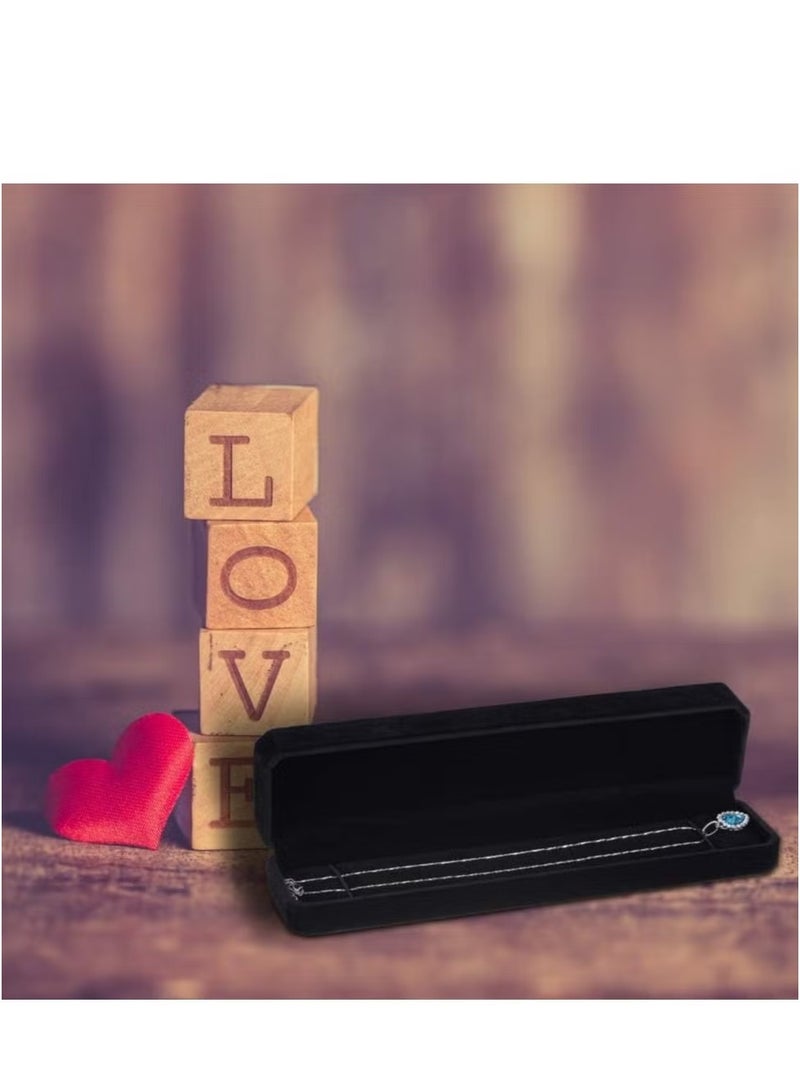 Ailily Rectangular Velvet Necklace Bracelet Jewelry Gift Box Display Box Black (Box Only) - Image 4
