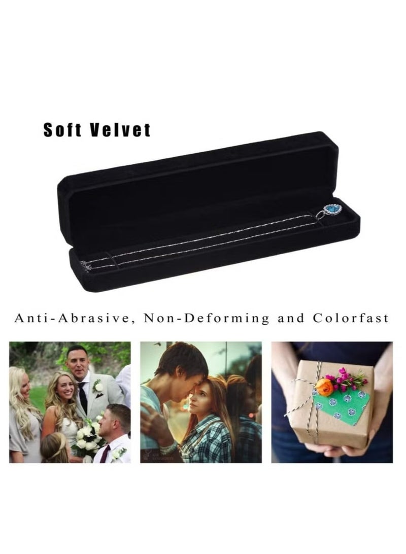 Ailily Rectangular Velvet Necklace Bracelet Jewelry Gift Box Display Box Black (Box Only) - Image 5