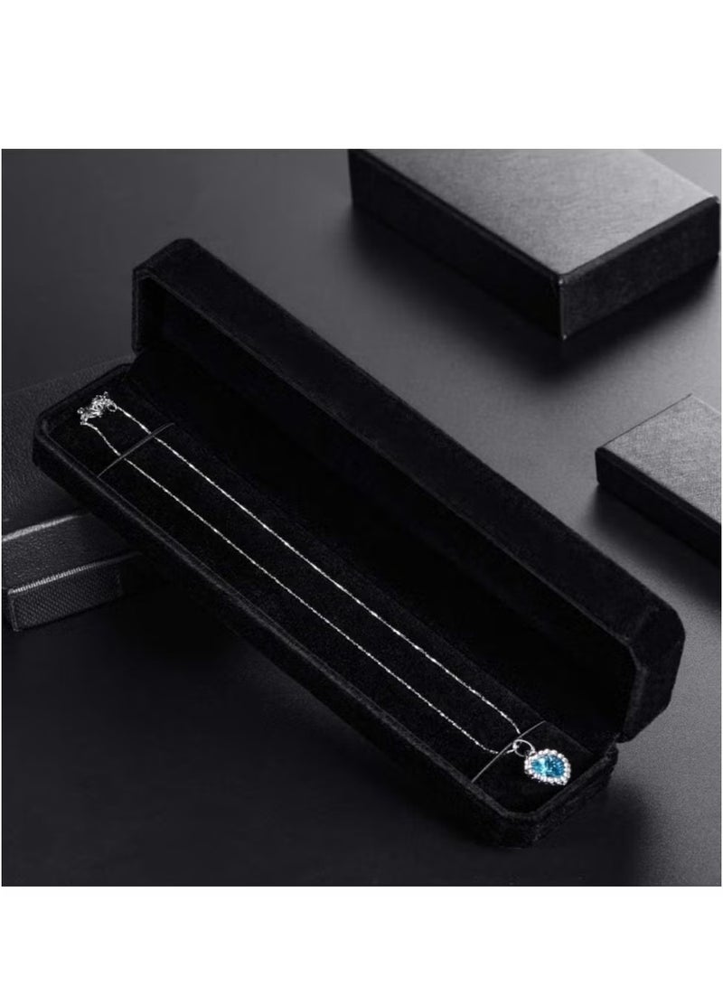 Ailily Rectangular Velvet Necklace Bracelet Jewelry Gift Box Display Box Black (Box Only) - Image 2
