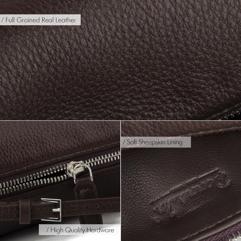 Crossbody purses for women: premium full-grained leather, versatile neutral color, lightweight yet durable with secure zip closure and adjustable strap - Image 4