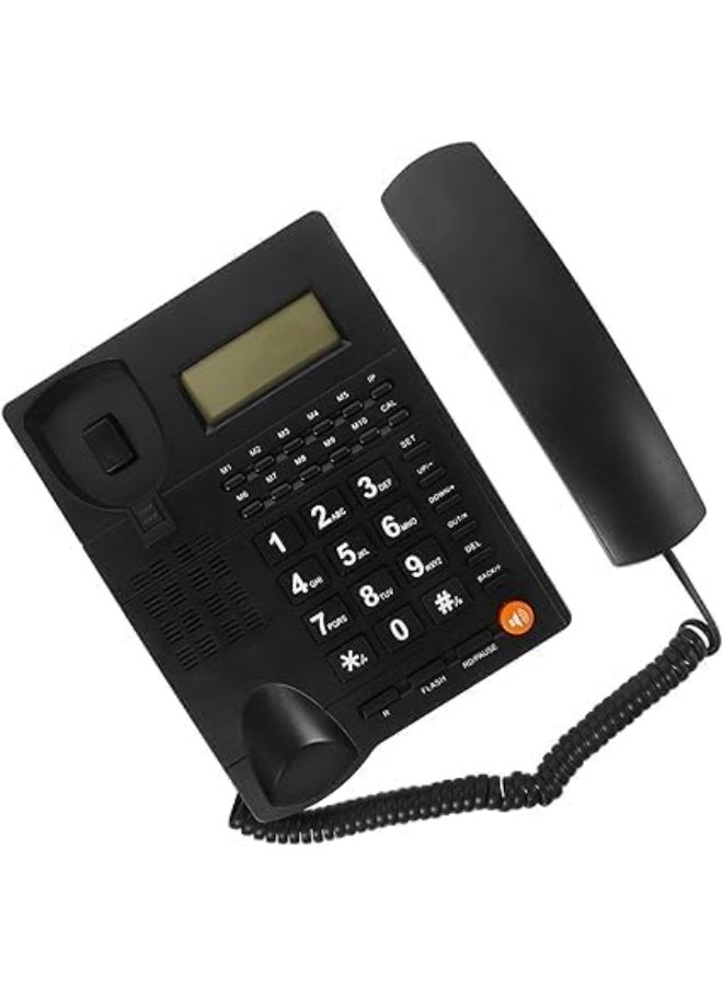 HB Microplus Large Button Corded Telephone, Wired Home Desktop Landline Phone With Caller ID, Handsfree Speakerphone, LED Screen, Fast Dial Black KX-T5800CID - Image 1