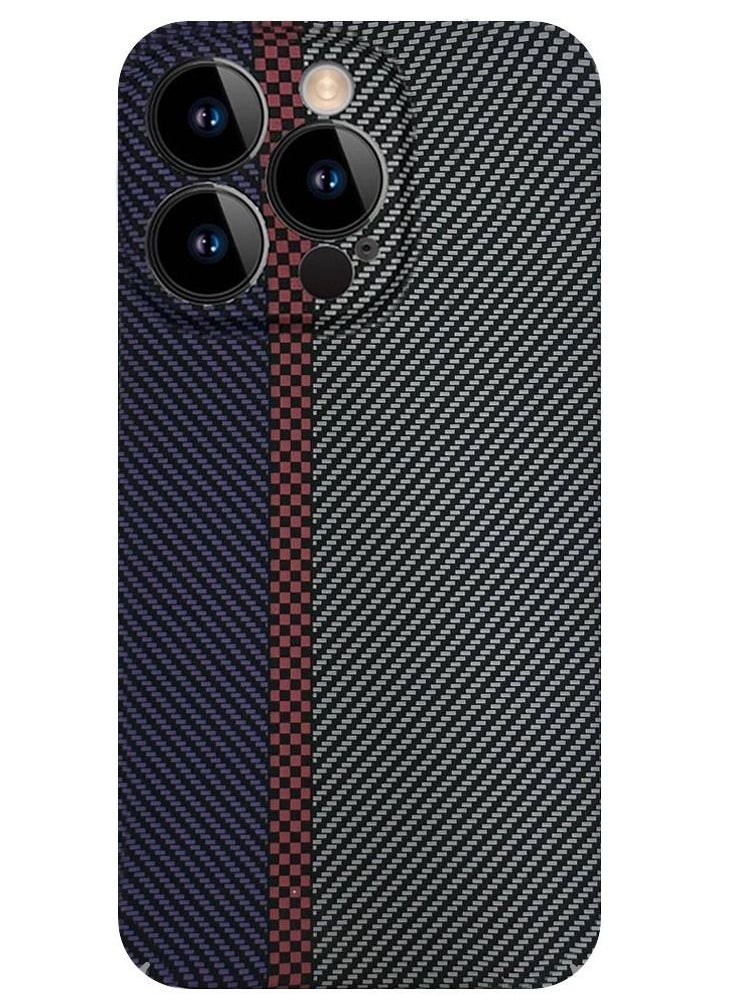CATANES - iPhone 14 Pro Carbon Case Unique Design Mixed Amazing Color Aramid Carbon Fiber Phone Case Blue - Image 1