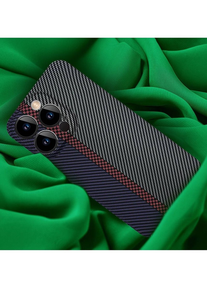 CATANES - iPhone 14 Pro Carbon Case Unique Design Mixed Amazing Color Aramid Carbon Fiber Phone Case Blue - Image 1
