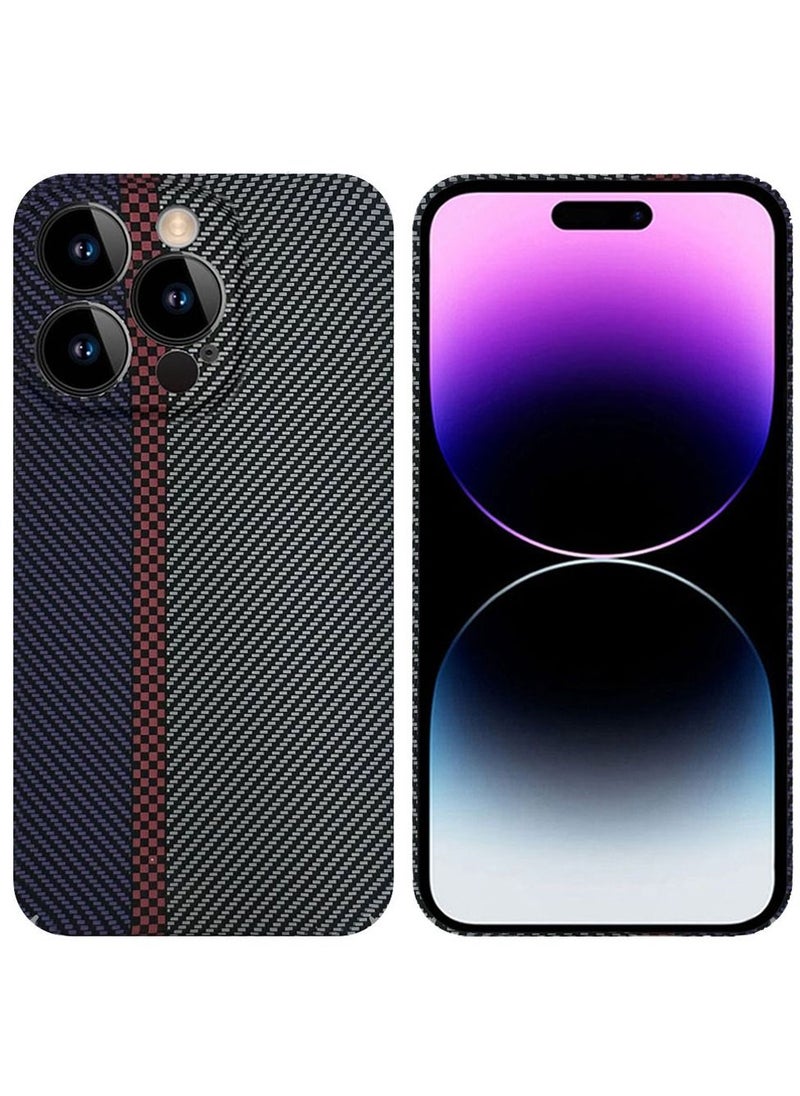 CATANES - iPhone 14 Pro Carbon Case Unique Design Mixed Amazing Color Aramid Carbon Fiber Phone Case Blue - Image 1