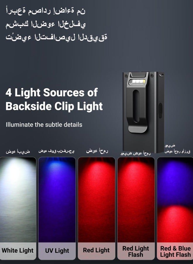 EDC Flashlight, 400 Lumens Mini Flashlight with Magnet, Rechargeable UV Flashlight Last for 80 Hours, Keychain Flashlight with 8 Modes, Flashlights High Lumens for Outdoor Adventure, Camping, Hiking - Image 3