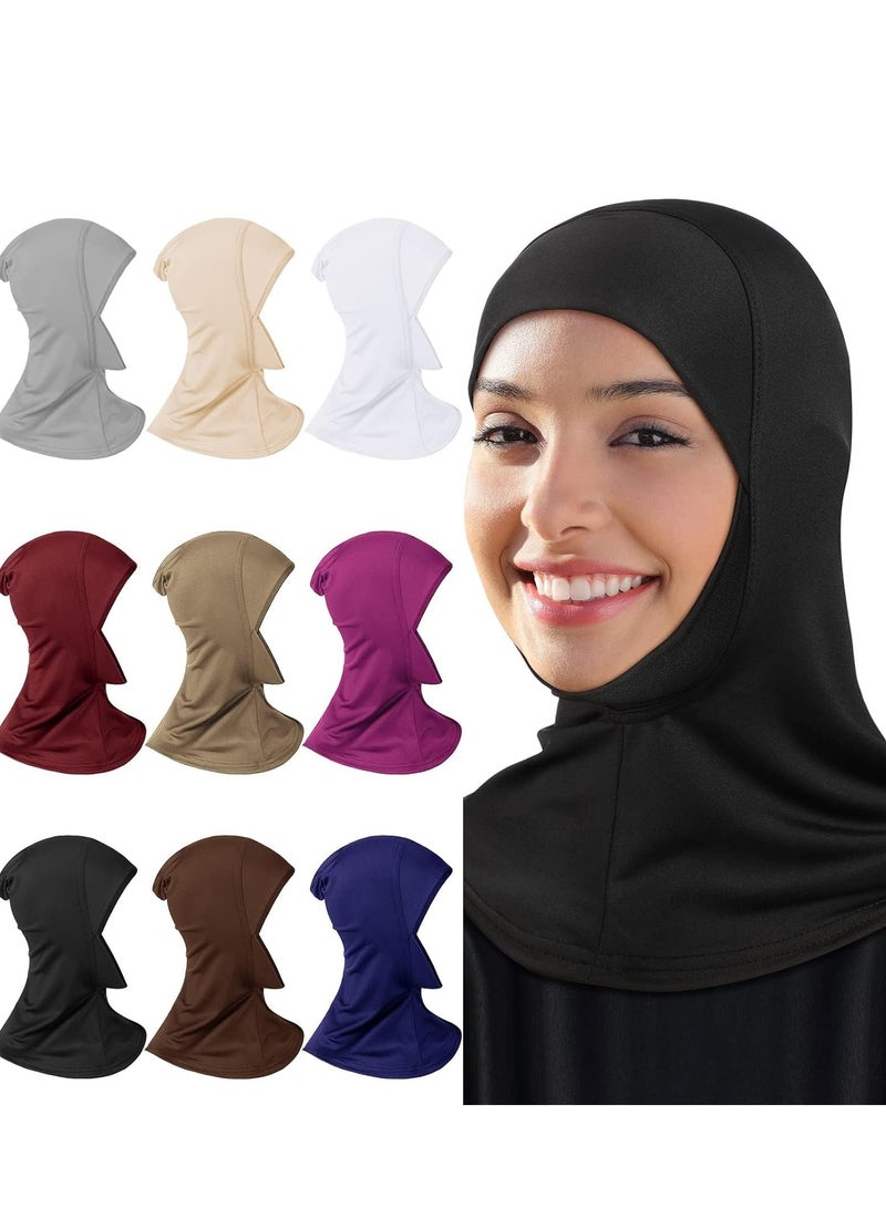 SYOSI غطاء رأس كيميائي للنساء 9 قطع حجاب موسلين نسائي بلون سادة غطاء مودال قابل للتعديل قابل للتمدد مسلمة - Image 1