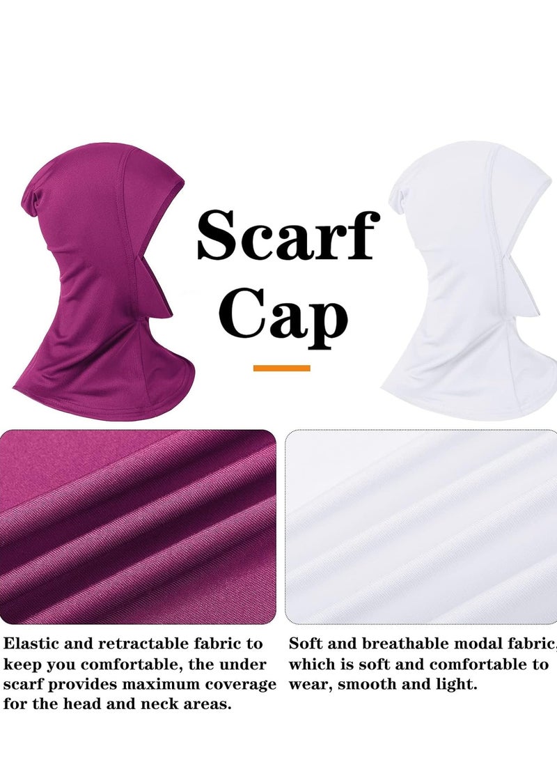 SYOSI غطاء رأس كيميائي للنساء 9 قطع حجاب موسلين نسائي بلون سادة غطاء مودال قابل للتعديل قابل للتمدد مسلمة - Image 4