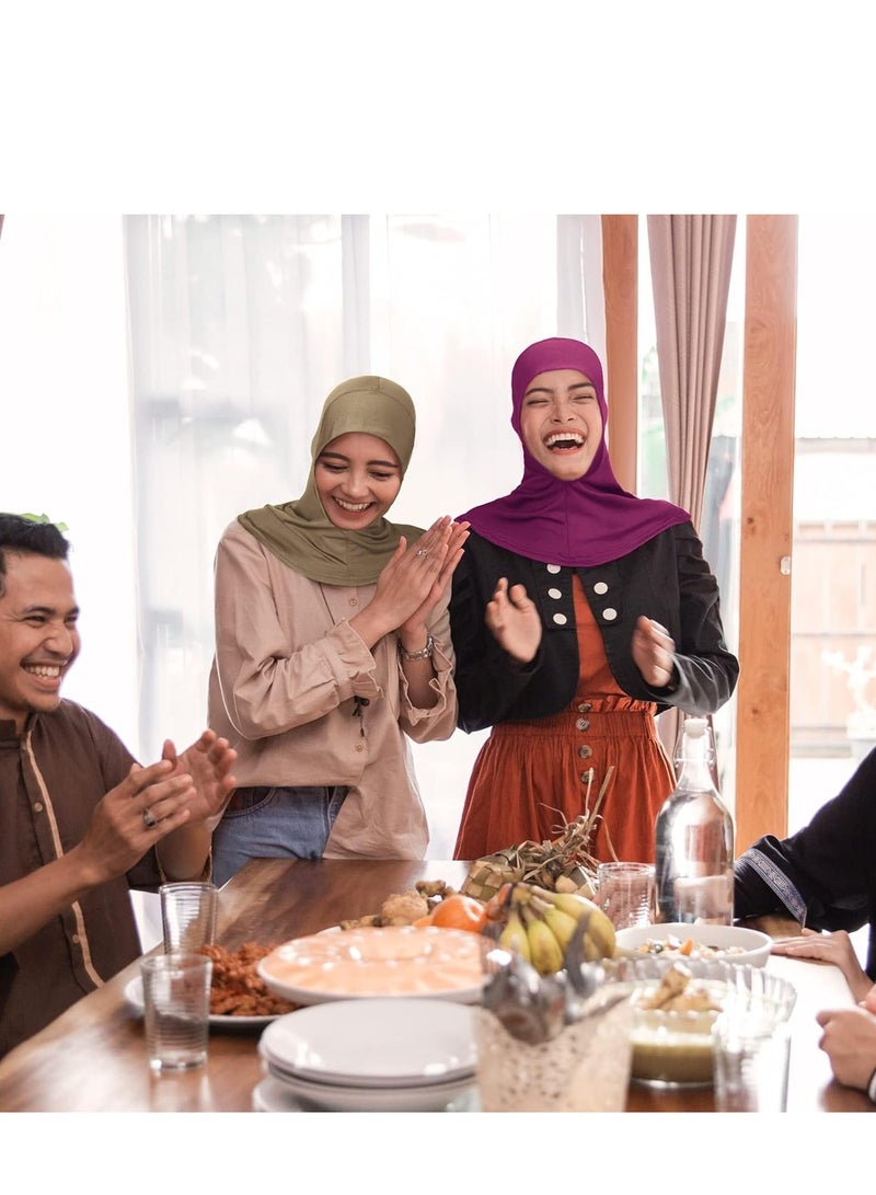 SYOSI غطاء رأس كيميائي للنساء 9 قطع حجاب موسلين نسائي بلون سادة غطاء مودال قابل للتعديل قابل للتمدد مسلمة - Image 5