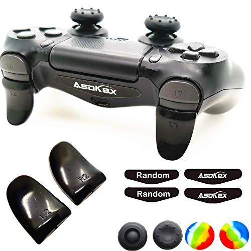 Asokex L2 R2 Ps4 Trigger Extenders (1 Pair L2 R2 Triggers, 4pcs Joystick Cap, 2 Pairs LED Light Bar Decal) for PlayStation 4 Controller - Image 2