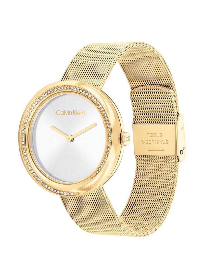 CALVIN KLEIN ساعة يد نسائية من الستانلس ستيل بإطار ملتوي - 25200150 - Image 2