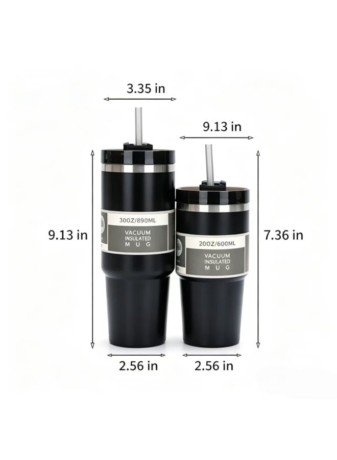 304 Stainless Steel Double Wall Vacuum Insulated Travel Tumbler with Straw and Leakproof Lid - Image 2