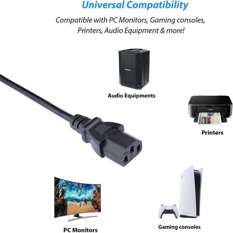 Lite-an Power Cable, UK 3 Pin Plug BS 1363 to IEC C13 to Fit IEC C14 Inlet - Kettle Lead, Power Cord, IEC Lead - Fully Moulded with 5Amp Replaceable Fuse - 1.6 ft / 0.5 Meter, Black - Image 5