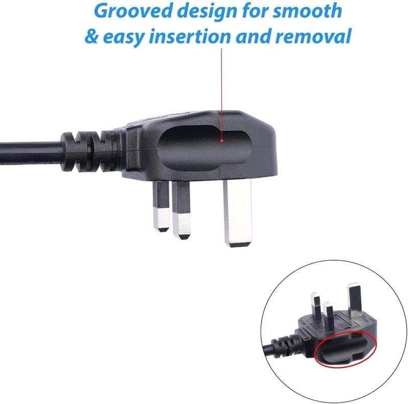 Lite-an Power Cable, UK 3 Pin Plug BS 1363 to IEC C13 to Fit IEC C14 Inlet - Kettle Lead, Power Cord, IEC Lead - Fully Moulded with 5Amp Replaceable Fuse - 1.6 ft / 0.5 Meter, Black - Image 4