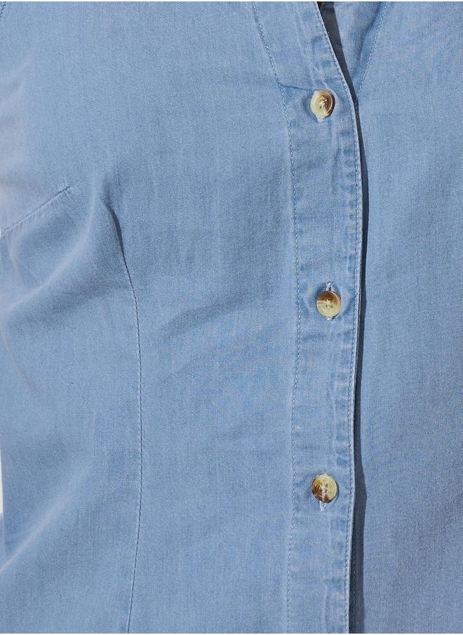 Styli Regular Fit Sleeveless Denim Shirt  - Image 3
