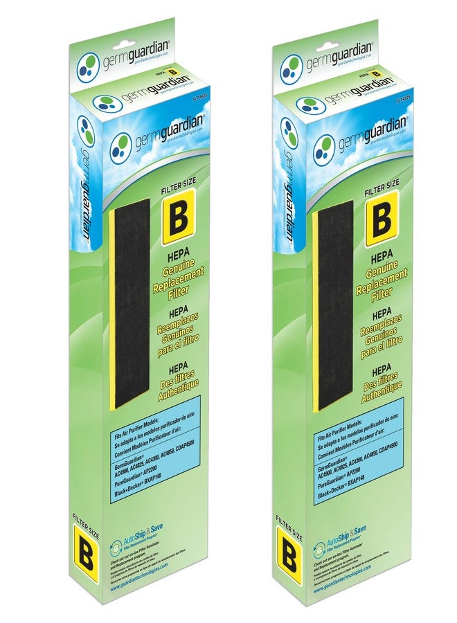 GermGuardian HEPA Pure Genuine Air Purifier Filter B, Removes 99.97% of Pollutants, Wildfire Smoke, Odors, for AC4825, AC4300, AC4900, AC4880, AC4850, CDAP4500, 2-Pack, Black/Yellow, FLT48252PK - Image 1