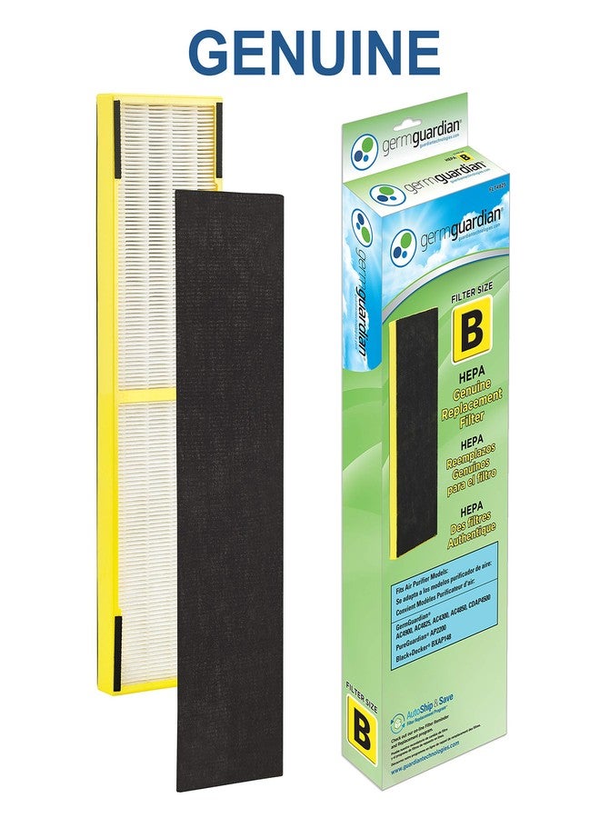 GermGuardian HEPA Pure Genuine Air Purifier Filter B, Removes 99.97% of Pollutants, Wildfire Smoke, Odors, for AC4825, AC4300, AC4900, AC4880, AC4850, CDAP4500, 2-Pack, Black/Yellow, FLT48252PK - Image 3