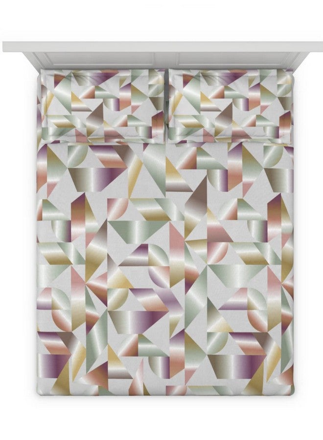 DDECOR Live beautiful DDECOR - Mirage Abstract 136TC Double Bed Sheet Set with Two Pillow Covers - Purple  - Image 3