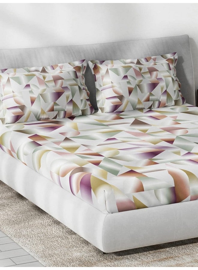 DDECOR Live beautiful DDECOR - Mirage Abstract 136TC Double Bed Sheet Set with Two Pillow Covers - Purple  - Image 2