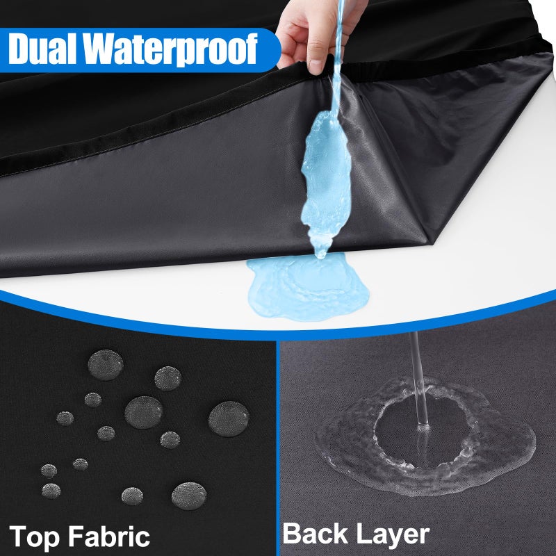 Spotjoy Rectangle Picnic Table Cloth  Waterproof Elastic Fitted Tablecloths  Washable Polyester Table Cover for Camping  Indoor and Outdoor (Black  30""x72"") - Image 2