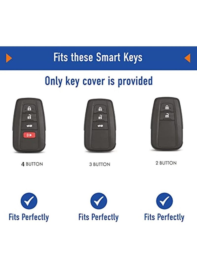 OIMG For Toyota Rubber Key Fob Case Cover Shell With Keychain For RAV4 Prado 4Runner Yaris Rush Fortnuer Hilux FJ Cross Camry Corolla Avalon C-HR Prius GT86 Highlander - Carbon Fiber  - Image 2
