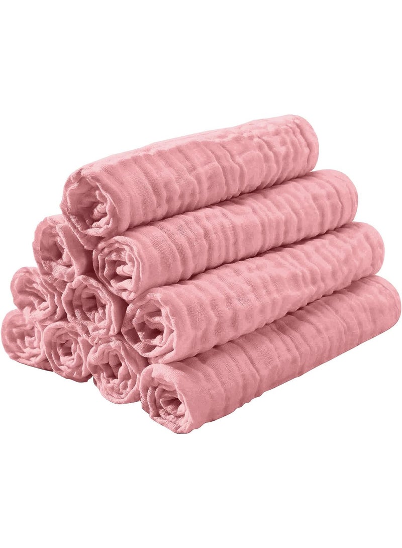 Muslin Burp Cloths for Baby 10 Pack 100% Cotton Baby Washcloths for Boys Girls Large 20''X10'' Super Soft and Absorbent Bean Paste - Image 5