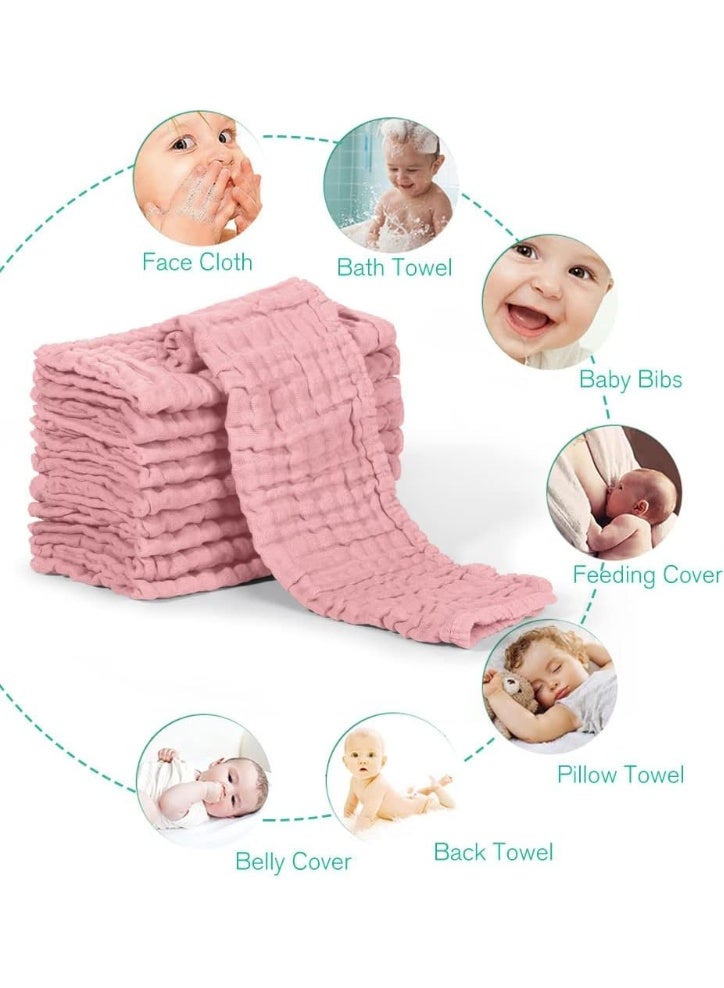 Muslin Burp Cloths for Baby 10 Pack 100% Cotton Baby Washcloths for Boys Girls Large 20''X10'' Super Soft and Absorbent Bean Paste - Image 2