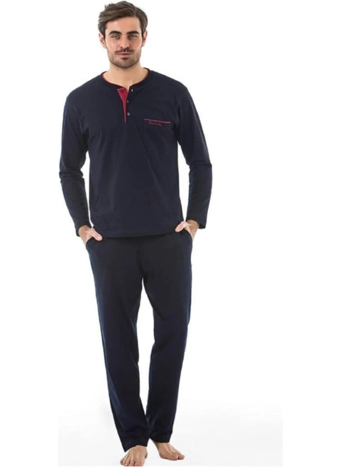 بيير كاردان 5560 Men's Dowry Five Frock Pajamas Set - Navy Blue