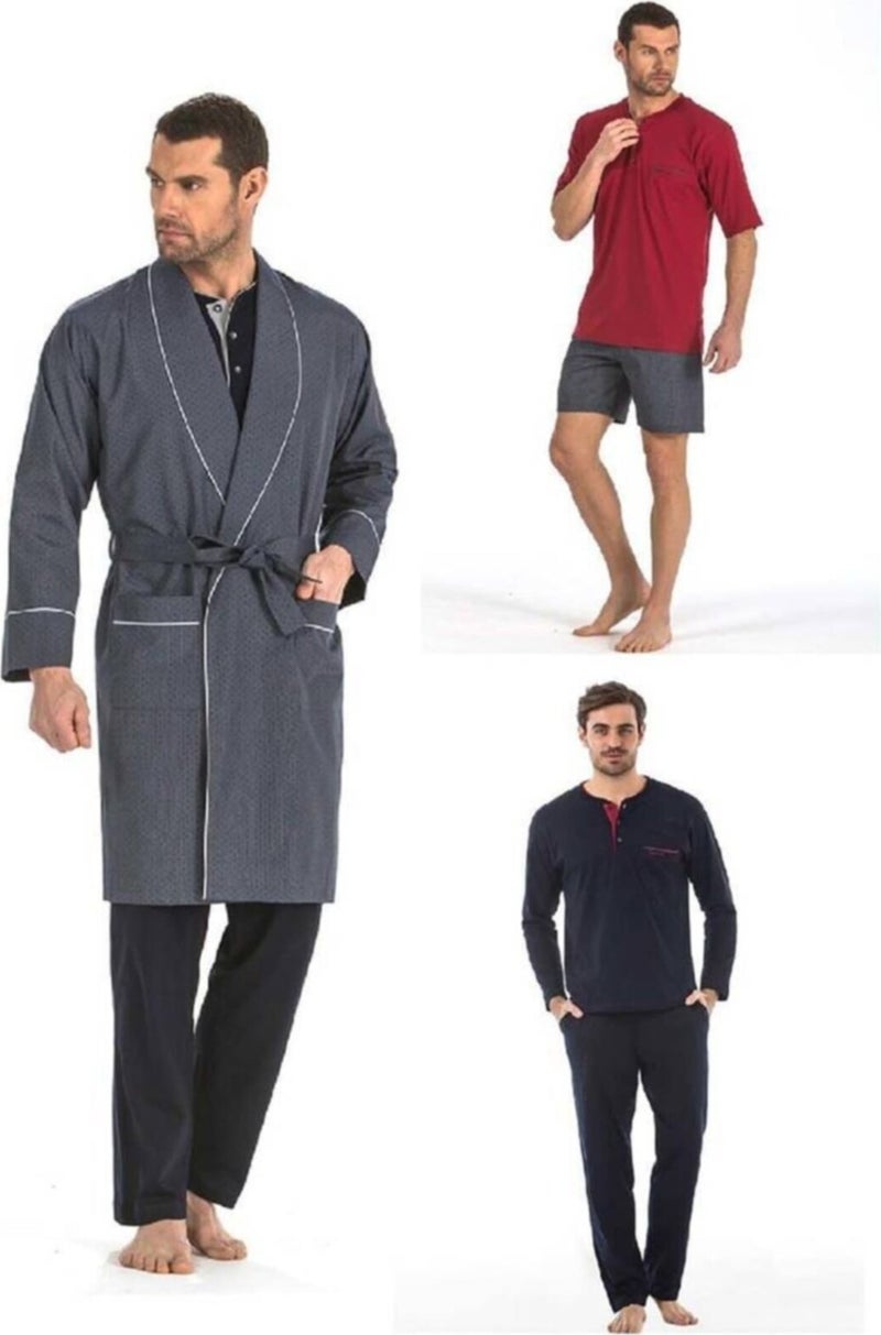 pierre cardin 5560 Men's Dowry Five Frock Pajamas Set - Navy Blue  - Image 2