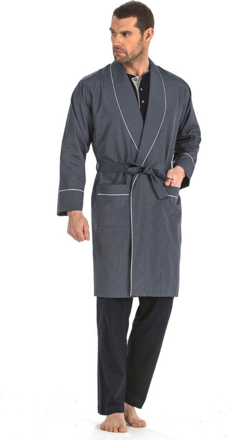 pierre cardin 5560 Men's Dowry Five Frock Pajamas Set - Navy Blue  - Image 4