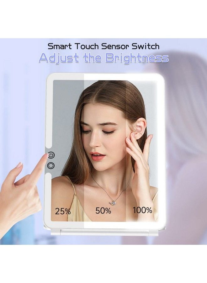 FUNTOUCH Rechargeable Travel Mirror Makeup Mirror Portable Lighted Makeup Mirror With 10X Magnifying Mirror 3 Colors Light Modes Touch Screen Dimming Folding Light Up Mirror For Travel Cosmetic Office  - Image 5