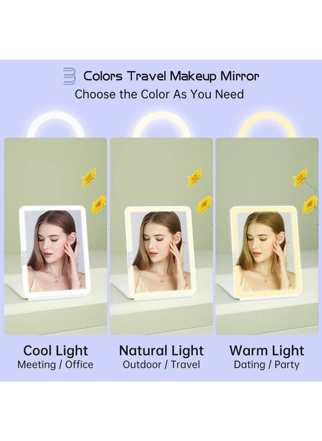 FUNTOUCH Rechargeable Travel Mirror Makeup Mirror Portable Lighted Makeup Mirror With 10X Magnifying Mirror 3 Colors Light Modes Touch Screen Dimming Folding Light Up Mirror For Travel Cosmetic Office  - Image 4