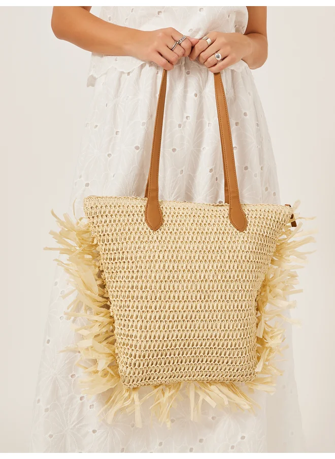 ستايلي Styli Side Fringe Detail Beach Shoulder Bag