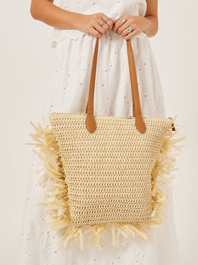 Styli Side Fringe Detail Beach Shoulder Bag - Image 2