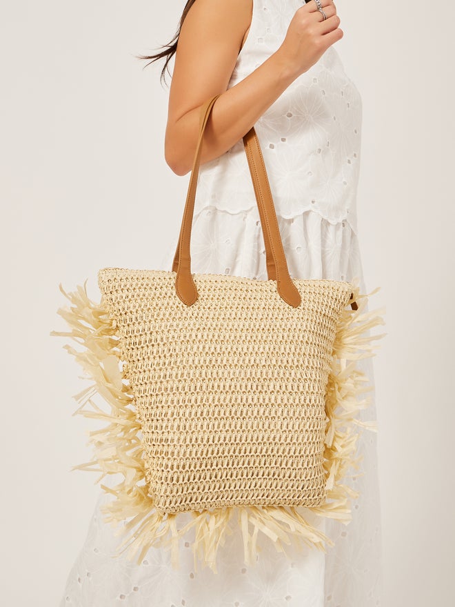 Styli Side Fringe Detail Beach Shoulder Bag - Image 3