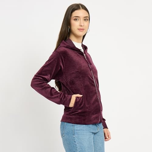 CAMEY Full-Zip Hooded Sweatshirt, Textured Pattern, Front Pockets, Full Sleeve Casual Wear Outerwear with Pockets (in, Alpha, M, Regular, Brown) - Image 4