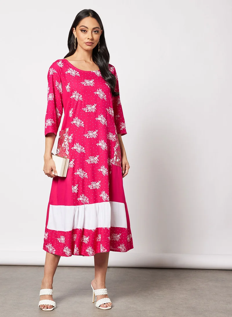 HANA & SARA All Over Printed Jalabiya with Facemask