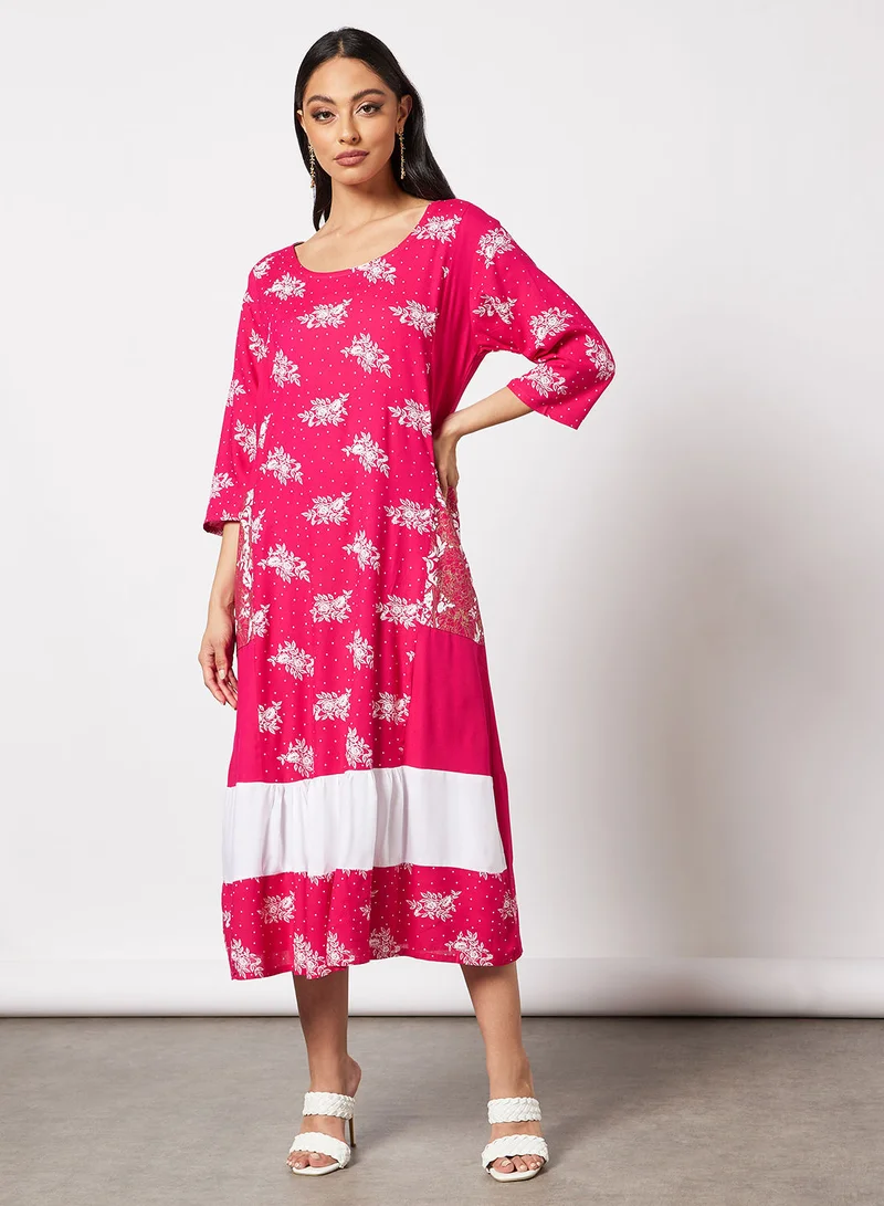 HANA & SARA All Over Printed Jalabiya with Facemask