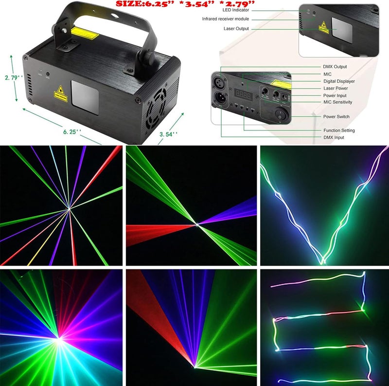 Sumger Professional RGB Laser Party Lights,Sound Activated DJ Disco Light,DMX512 Remote Control Scanner Beam Effect Lazer Projector Lighting for Show KTV Bar Club School Dances Corporate Event Mobile DJs - Image 2