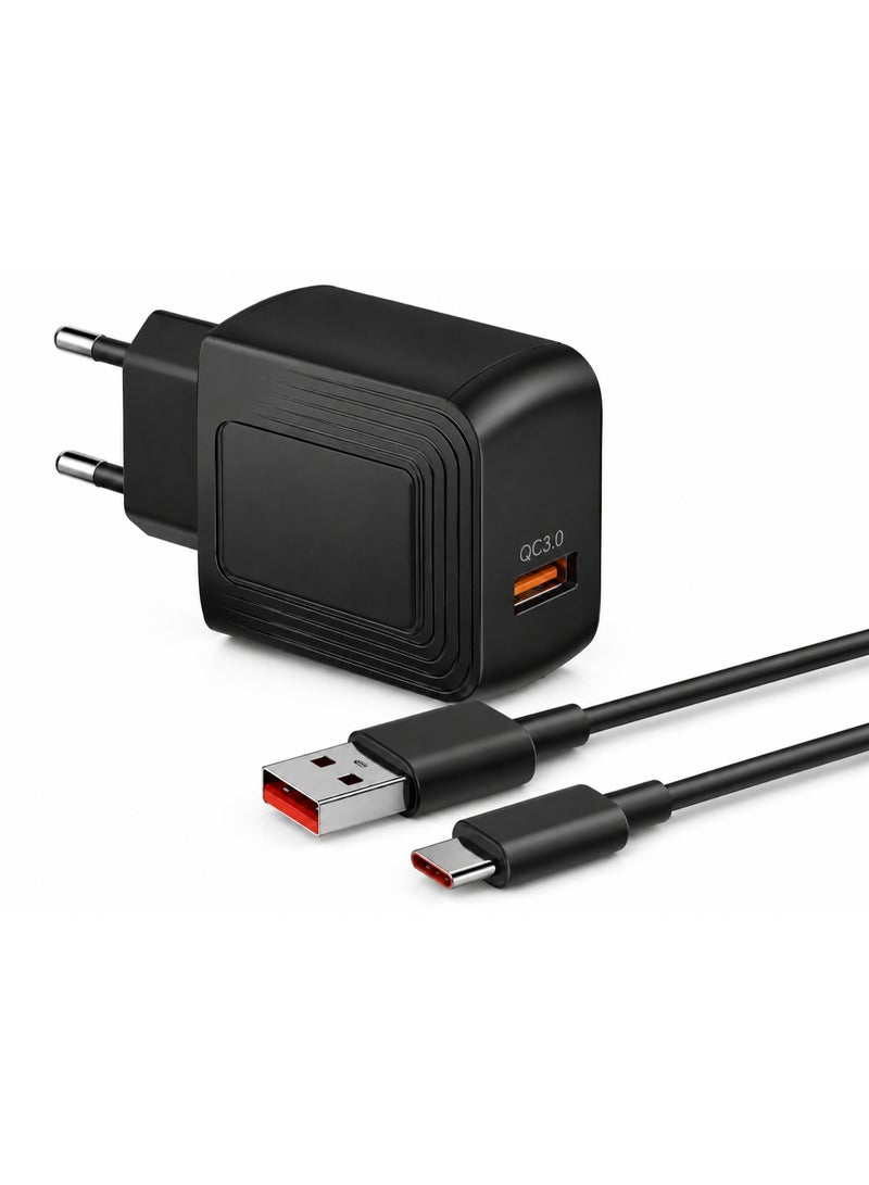 شاحن جداري فائق السرعة 67 واط مع كابل شحن USB إلى Type-C بطول 1000 مم، محول شحن سريع متوافق مع أجهزة Realme و Oppo - Image 1