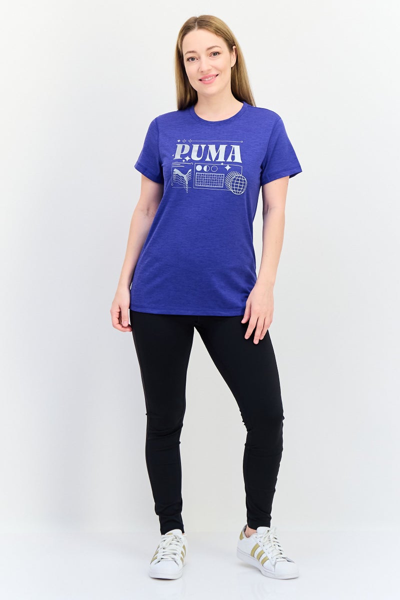 PUMA تي شيرت رياضي نسائي بأكمام قصيرة ملائمة، خارجي، نيلي - Image 4