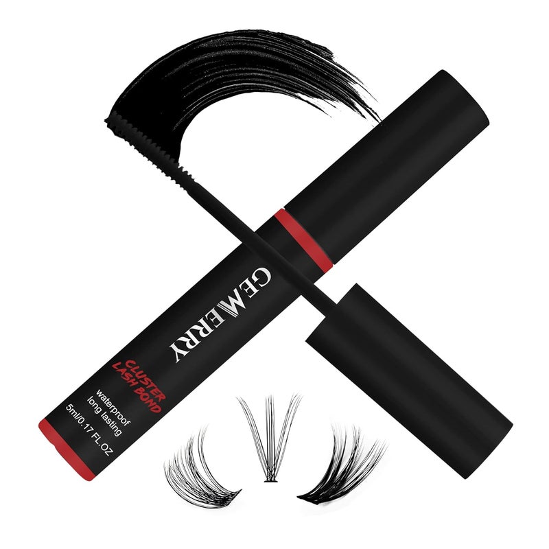 GEMERRY Lash Bond Long Retention Cluster Lash Glue Super Strong Hold Black Lash Glue for Sensitive Eyes Waterproof Individual Lash Glue for Lash Clusters