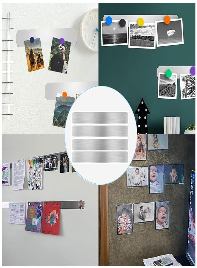 Climberty® 4 Pack Magnetic Stainless Memo Board Strip Message Board with 20 Pcs Color Magnets, Adhesive Backing Bulletin Bar Board for Office, Home, Photo Wall, Documents and Fridge (Silver) - Image 5