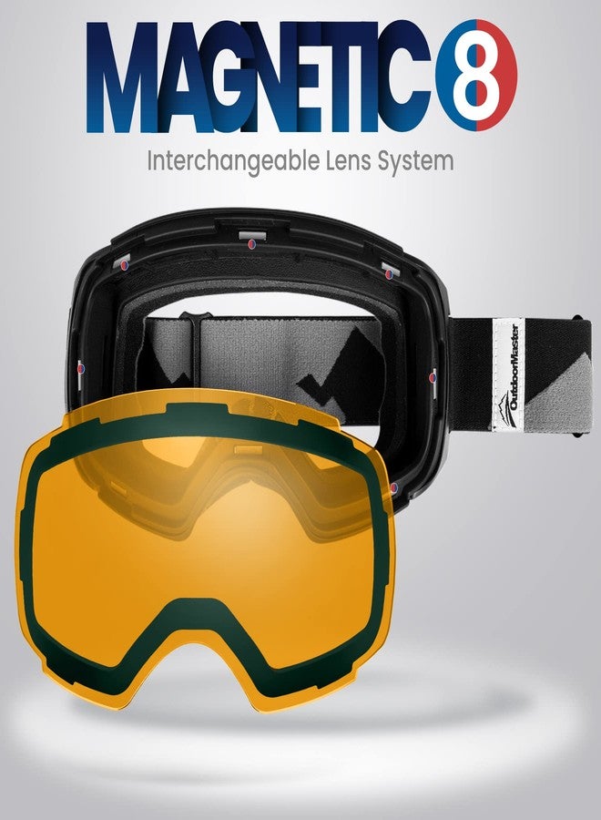 اوت دور ماستر نظارات التزلج OutdoorMaster PRO - عدسات قابلة للتبديل بدون إطار، حماية 100% من الأشعة فوق البنفسجية UV400، نظارات تزلج وتزلج على الجليد للنساء والرجال (VLT65% برتقالي) - Image 2