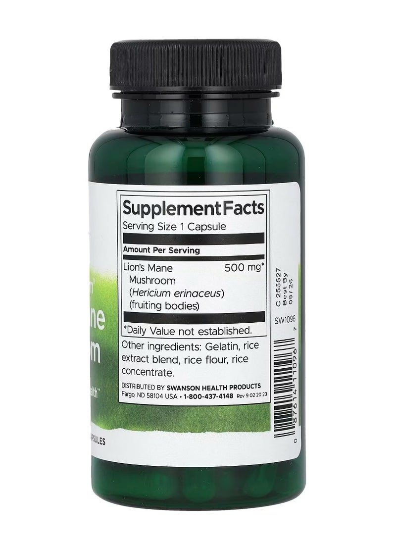 SWANSON Lion's Mane Full Spectrum Mushroom 500 mg 60 Capsules - Image 2