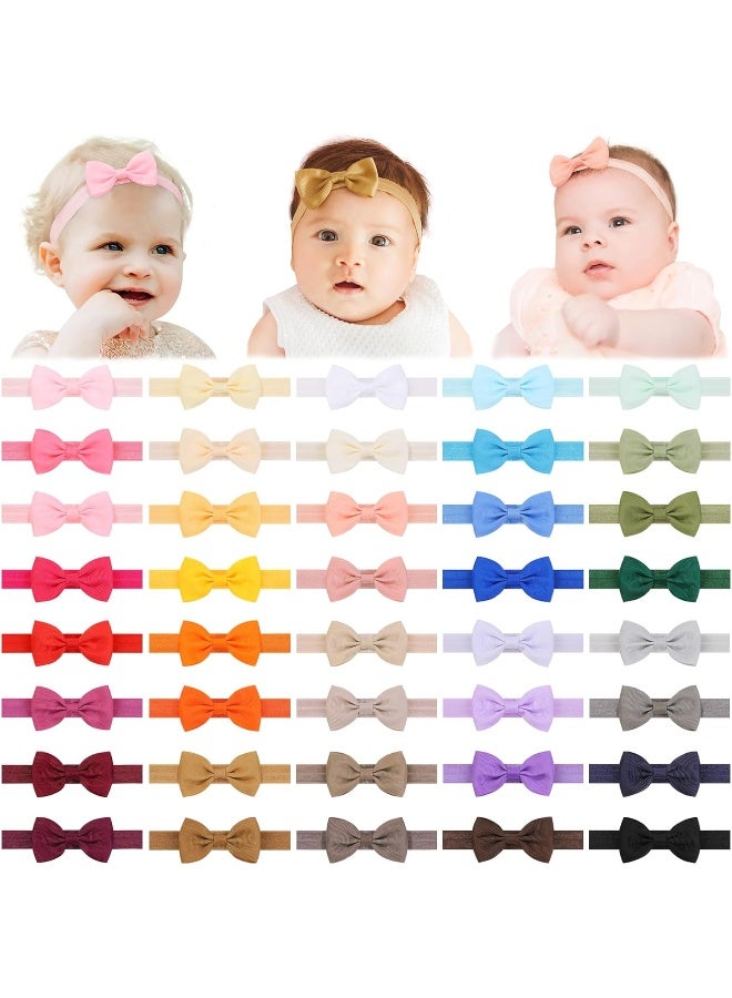 jollybows jollybows 40pcs Baby Girls Bows Headbands Elastic Hairband Ribbon Bow Hair Accessories for Newborns Infants Toddlers and Kids  - Image 1